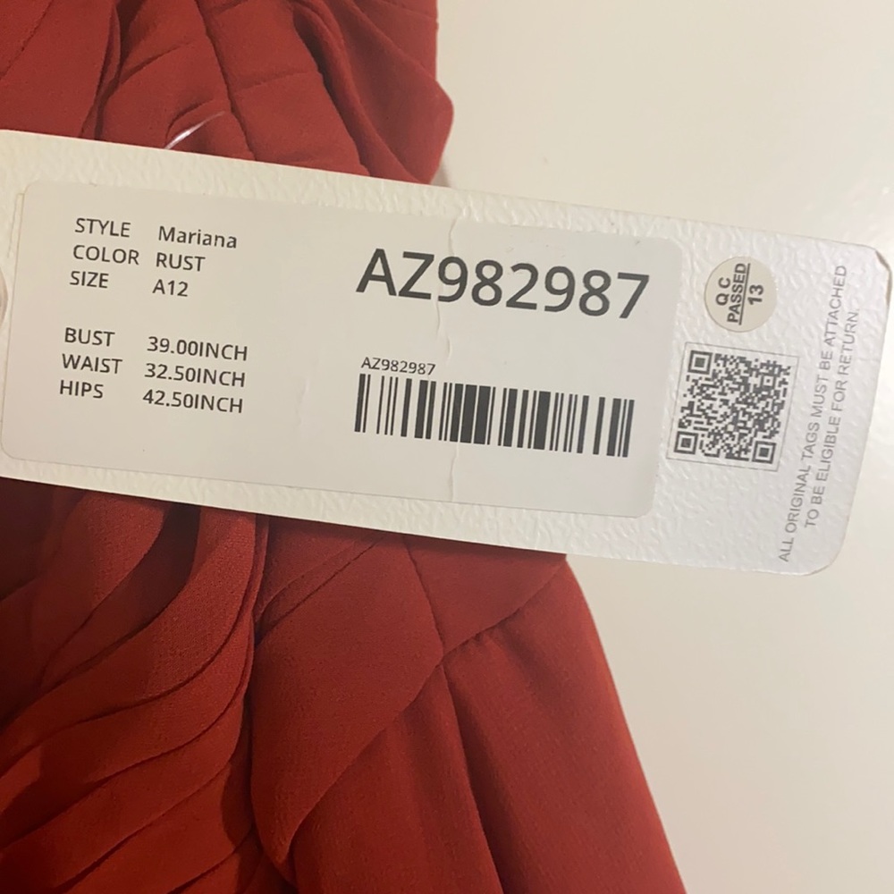 Azazie Mariana Rust Size 12 *new with tags*